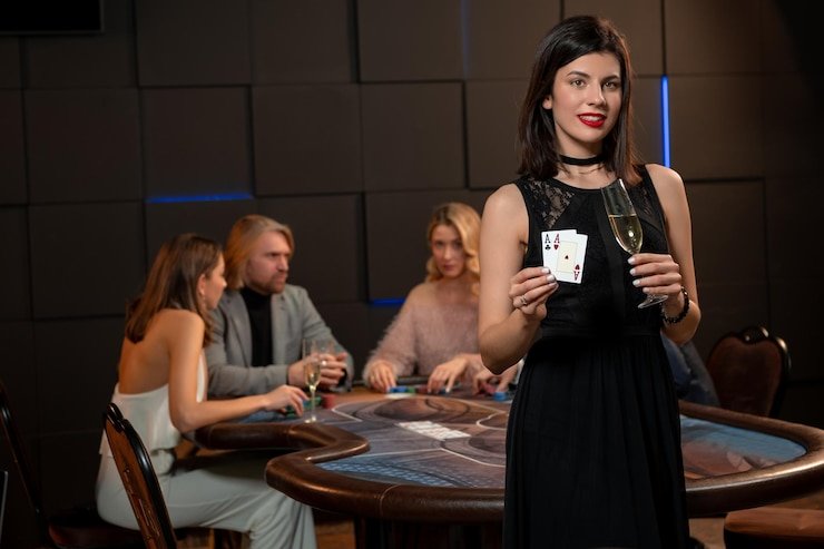 Tampilan meja Speed Blackjack dengan dealer langsung di singa777